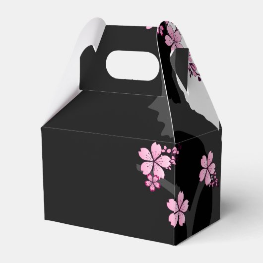 Japans Kimono Black en White Pink Sakura Bedankdoosjes (Achterkant)