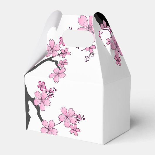 Japans Kimono Black en White Pink Sakura Bedankdoosjes (Voorkant Zijde)