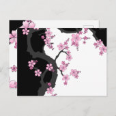 Japans Kimono Black en White Pink Sakura Briefkaart (Voorkant / Achterkant)