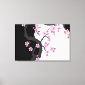 Japans Kimono Black en White Pink Sakura Canvas Afdruk (Voorkant)