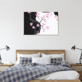Japans Kimono Black en White Pink Sakura Canvas Afdruk (Insitu (Slaapkamer))