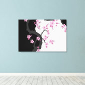 Japans Kimono Black en White Pink Sakura Canvas Afdruk (Insitu (Houten vloer))