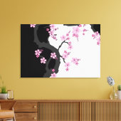 Japans Kimono Black en White Pink Sakura Canvas Afdruk (Insitu (Woonkamer))