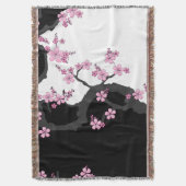 Japans Kimono Black en White Pink Sakura Deken (Voorkant Verticaal)