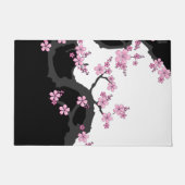 Japans Kimono Black en White Pink Sakura Deurmat (Voorkant)