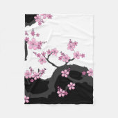 Japans Kimono Black en White Pink Sakura Fleece Deken (Voorkant)