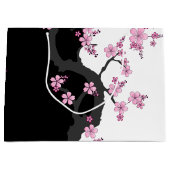 Japans Kimono Black en White Pink Sakura Groot Cadeauzakje (Voorkant)