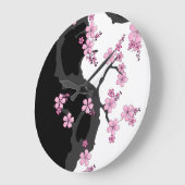 Japans Kimono Black en White Pink Sakura Grote Klok (Hoek)