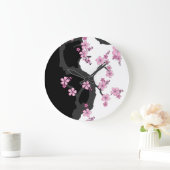 Japans Kimono Black en White Pink Sakura Grote Klok (Huis)