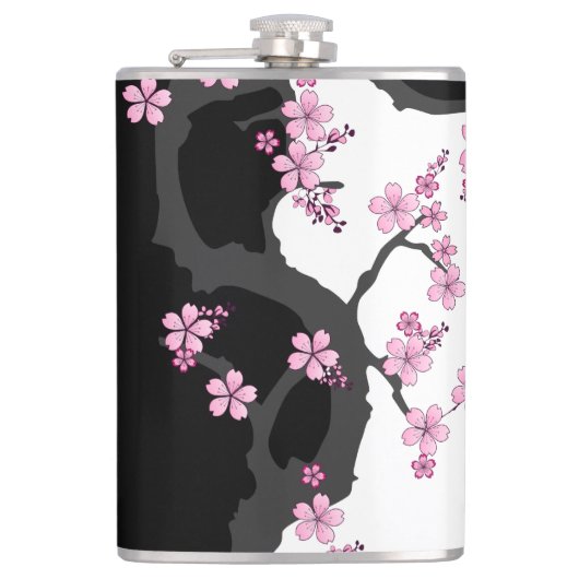 Japans Kimono Black en White Pink Sakura Heupfles (Voorkant)