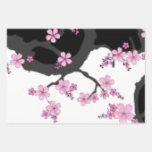 Japans Kimono Black en White Pink Sakura Inpakpapier Vel (Voorkant 2)