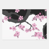Japans Kimono Black en White Pink Sakura Inpakpapier Vel (Voorkant)