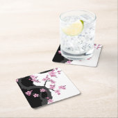 Japans Kimono Black en White Pink Sakura Kartonnen Onderzetters (Insitu)