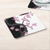 Japans Kimono Black en White Pink Sakura Kartonnen Onderzetters (Schuin)