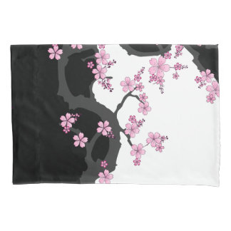 Japans Kimono Black en White Pink Sakura Kussensloop