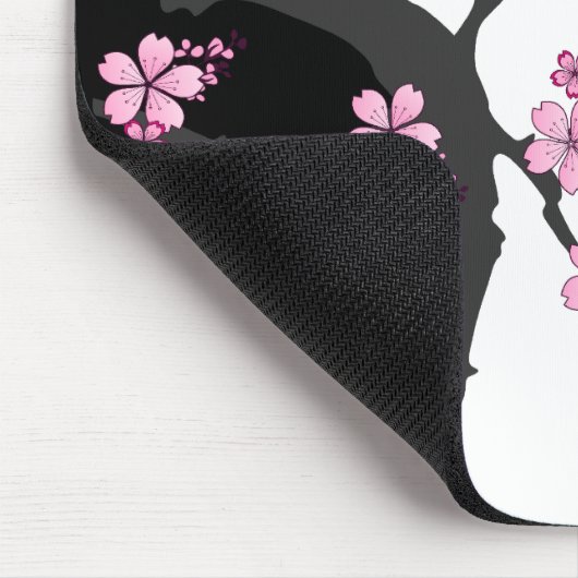 Japans Kimono Black en White Pink Sakura Muismat (Hoek)