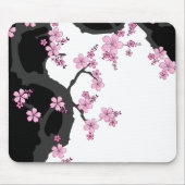 Japans Kimono Black en White Pink Sakura Muismat (Voorkant)