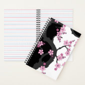 Japans Kimono Black en White Pink Sakura Notitieboek (Binnen)