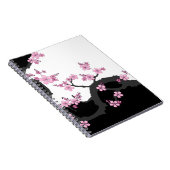 Japans Kimono Black en White Pink Sakura Notitieboek (Rechterzijde)