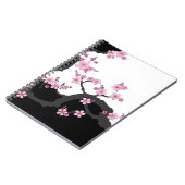 Japans Kimono Black en White Pink Sakura Notitieboek (Linkerzijde)