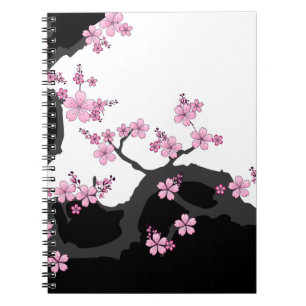 Japans Kimono Black en White Pink Sakura Notitieboek