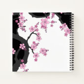 Japans Kimono Black en White Pink Sakura Notitieboek (Achterkant)