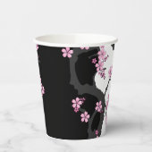 Japans Kimono Black en White Pink Sakura Papieren Bekers (Links)