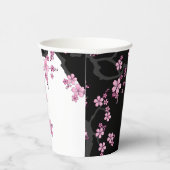 Japans Kimono Black en White Pink Sakura Papieren Bekers (Rechts)