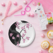 Japans Kimono Black en White Pink Sakura Papieren Bordje (Feest)