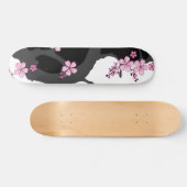 Japans Kimono Black en White Pink Sakura Persoonlijk Skateboard (Horizontaal)