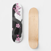 Japans Kimono Black en White Pink Sakura Persoonlijk Skateboard (Voorkant)