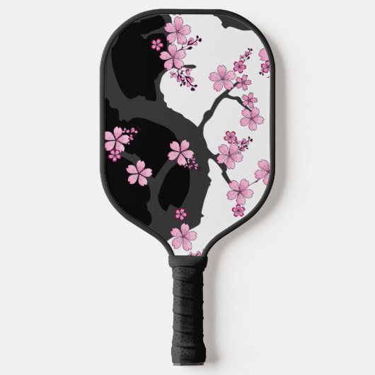 Japans Kimono Black en White Pink Sakura Pickleball Paddle (Voorkant)