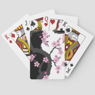 Japans Kimono Black en White Pink Sakura Pokerkaarten