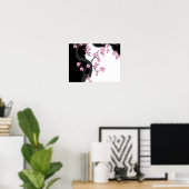 Japans Kimono Black en White Pink Sakura Poster (Thuiskantoor)