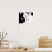 Japans Kimono Black en White Pink Sakura Poster (Keuken)