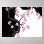 Japans Kimono Black en White Pink Sakura Poster (Voorkant)
