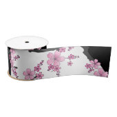 Japans Kimono Black en White Pink Sakura Satijnen Lint (Spoel)