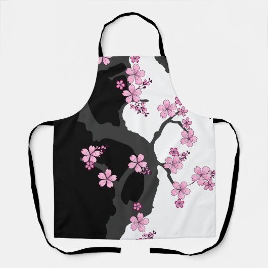 Japans Kimono Black en White Pink Sakura Schort (Voorkant)