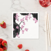 Japans Kimono Black en White Pink Sakura Servet (Insitu)