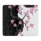 Japans Kimono Black en White Pink Sakura Snijplank (Voorkant)