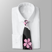 Japans Kimono Black en White Pink Sakura Stropdas (Gebonden)