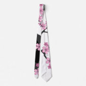Japans Kimono Black en White Pink Sakura Stropdas (Achterkant)