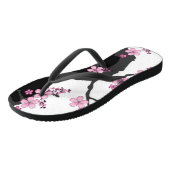 Japans Kimono Black en White Pink Sakura Teenslippers (Schuin)