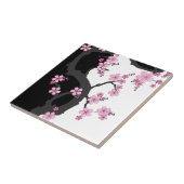 Japans Kimono Black en White Pink Sakura Tegeltje (Zijkant)