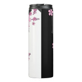 Japans Kimono Black en White Pink Sakura Thermosbeker (Achterkant)