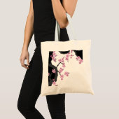 Japans Kimono Black en White Pink Sakura Tote Bag (Voorkant (product))
