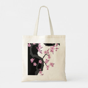 Japans Kimono Black en White Pink Sakura Tote Bag