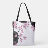 Japans Kimono Black en White Pink Sakura Tote Bag (Achterkant)