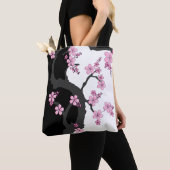 Japans Kimono Black en White Pink Sakura Tote Bag (Dichtbij)