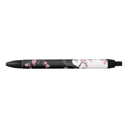 Japans Kimono Black en White Pink Sakura Zwarte Inkt Pen (Voorkant)